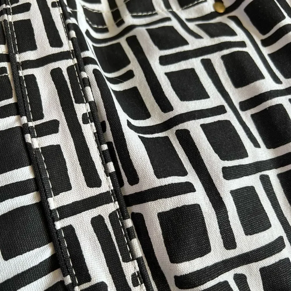 Merona Cotton Tote Bag Black and White Geometric Print